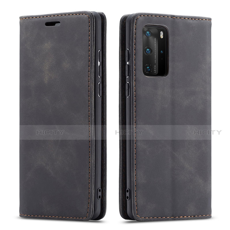 Handytasche Stand Schutzhülle Flip Leder Hülle T15 für Huawei P40 Pro Schwarz