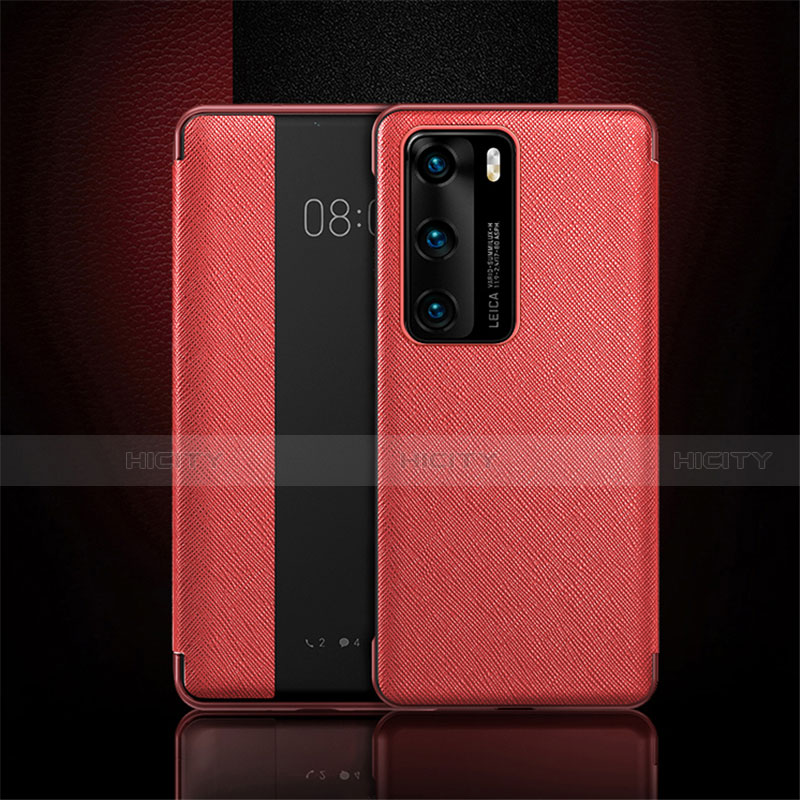 Handytasche Stand Schutzhülle Flip Leder Hülle T16 für Huawei P40 Rot