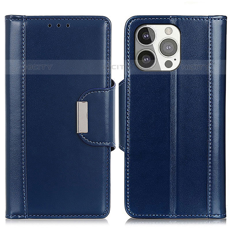 Handytasche Stand Schutzhülle Flip Leder Hülle T22 für Apple iPhone 15 Pro Blau