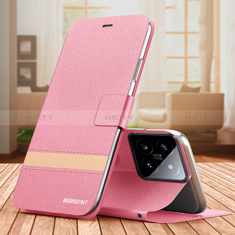 Handytasche Stand Schutzhülle Flip Leder Hülle TB1 für Xiaomi Mi 14 5G Pink Plus