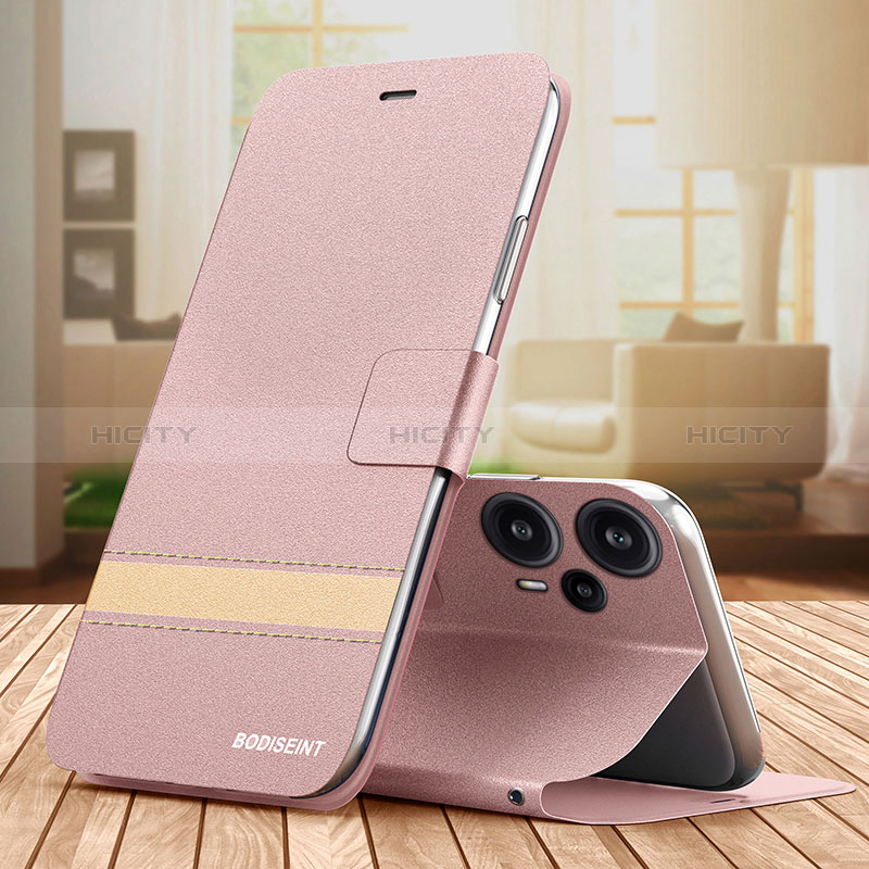 Handytasche Stand Schutzhülle Flip Leder Hülle TB1 für Xiaomi Poco F5 5G Rosegold