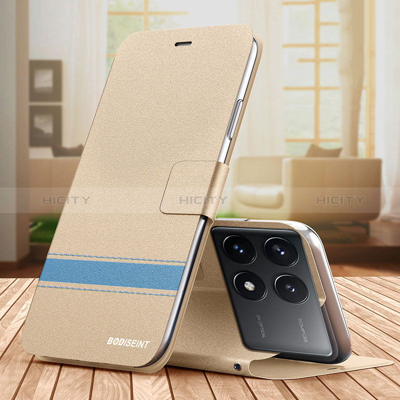 Handytasche Stand Schutzhülle Flip Leder Hülle TB1 für Xiaomi Redmi K70 Pro 5G Gold