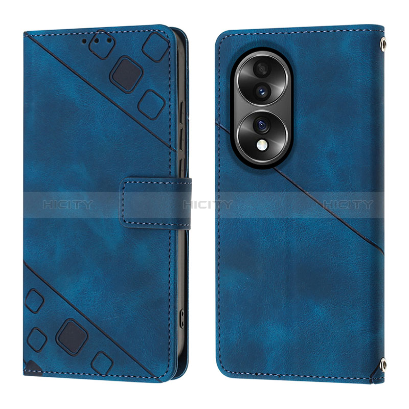 Handytasche Stand Schutzhülle Flip Leder Hülle Y01B für Huawei Honor 70 5G Blau