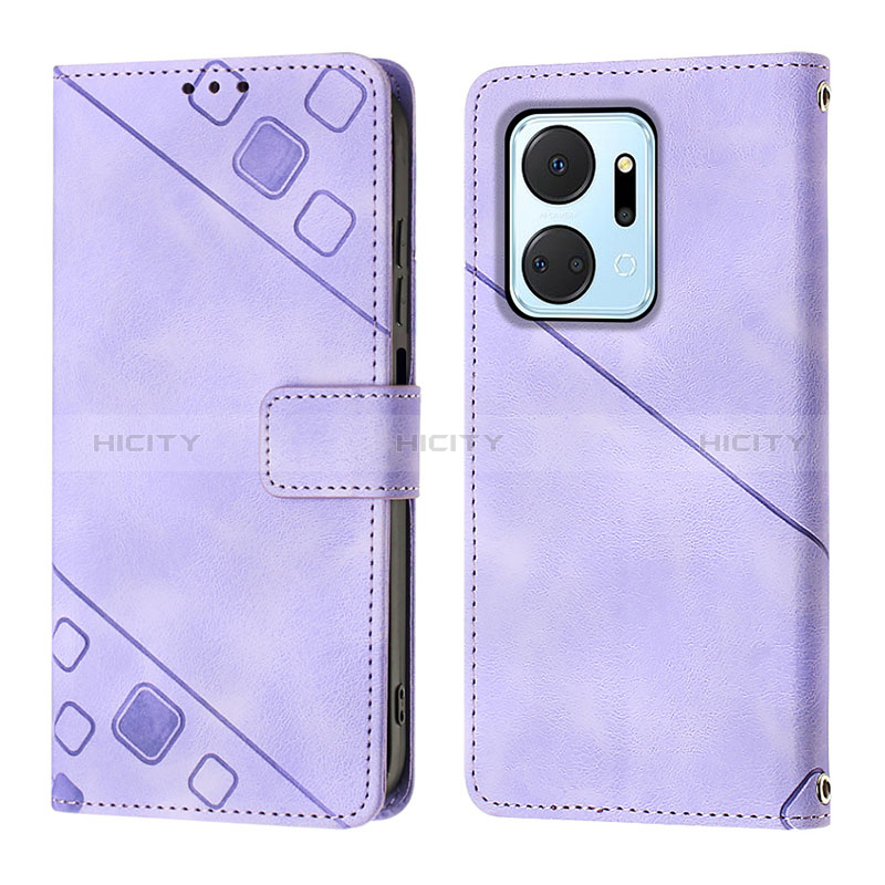 Handytasche Stand Schutzhülle Flip Leder Hülle Y01B für Huawei Honor X7a Violett