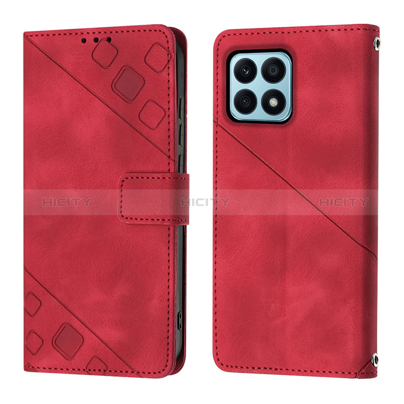 Handytasche Stand Schutzhülle Flip Leder Hülle Y01B für Huawei Honor X8a 4G Rot