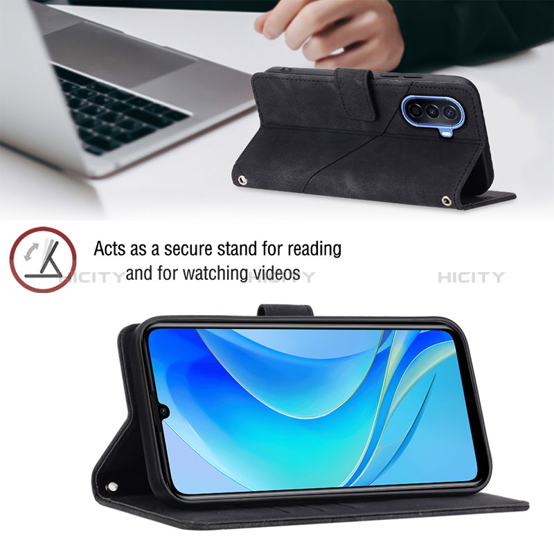 Handytasche Stand Schutzhülle Flip Leder Hülle Y01B für Huawei Nova Y70