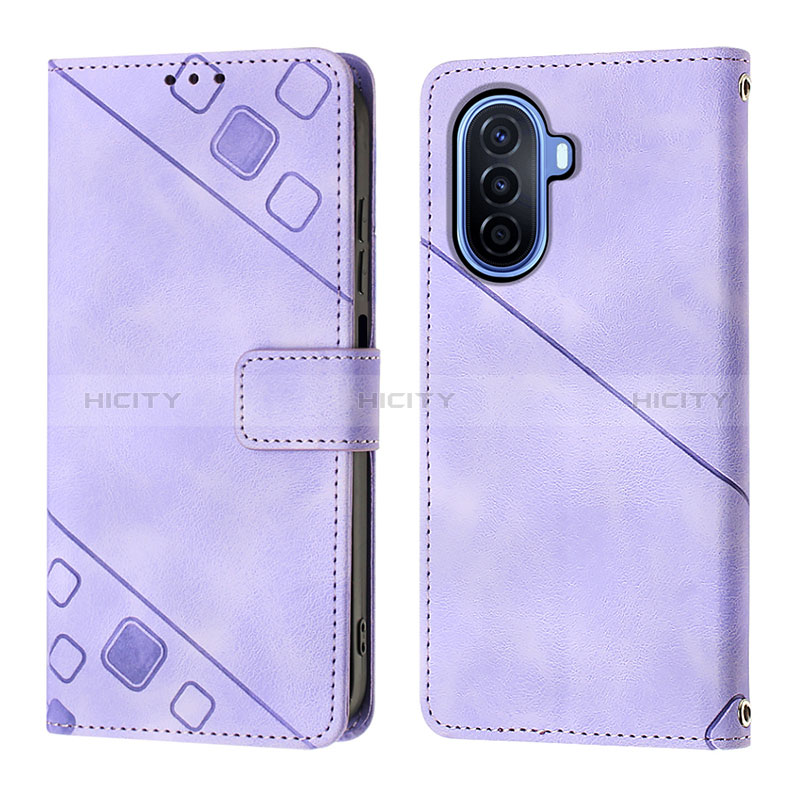 Handytasche Stand Schutzhülle Flip Leder Hülle Y01B für Huawei Nova Y70 Plus Violett Plus