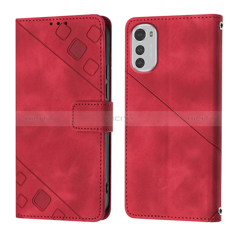 Handytasche Stand Schutzhülle Flip Leder Hülle Y01B für Motorola Moto E32s Rot Plus