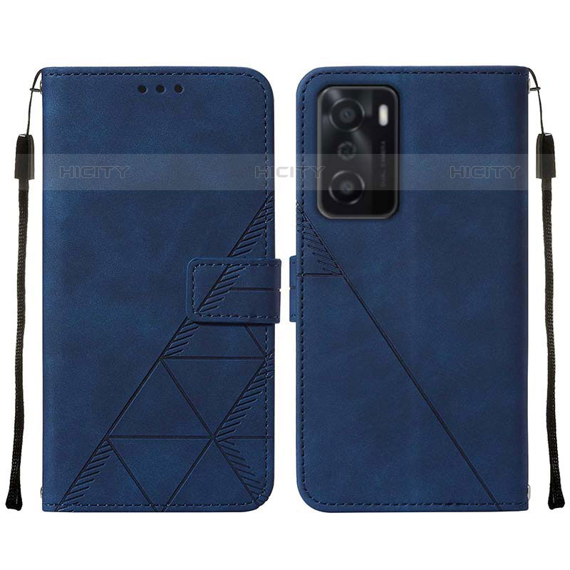 Handytasche Stand Schutzhülle Flip Leder Hülle Y01B für Oppo A55S 5G Blau