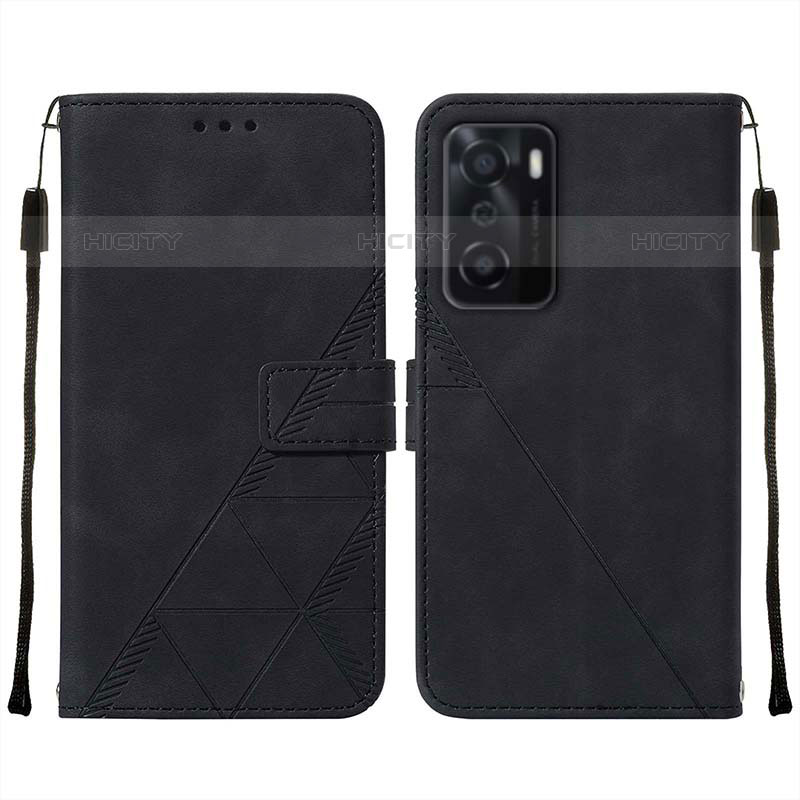 Handytasche Stand Schutzhülle Flip Leder Hülle Y01B für Oppo A55S 5G Schwarz