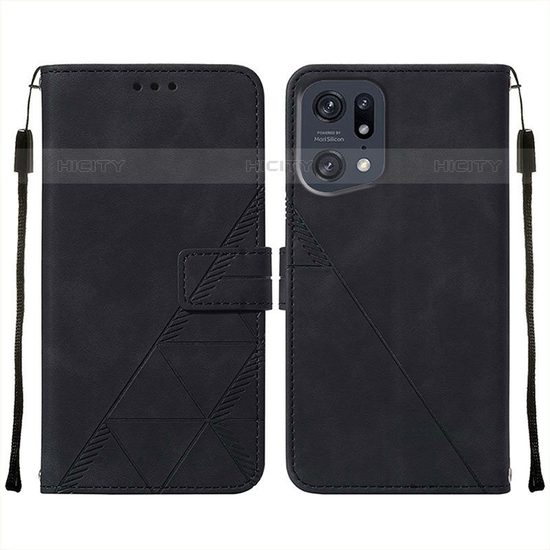 Handytasche Stand Schutzhülle Flip Leder Hülle Y01B für Oppo Find X5 Pro 5G Schwarz