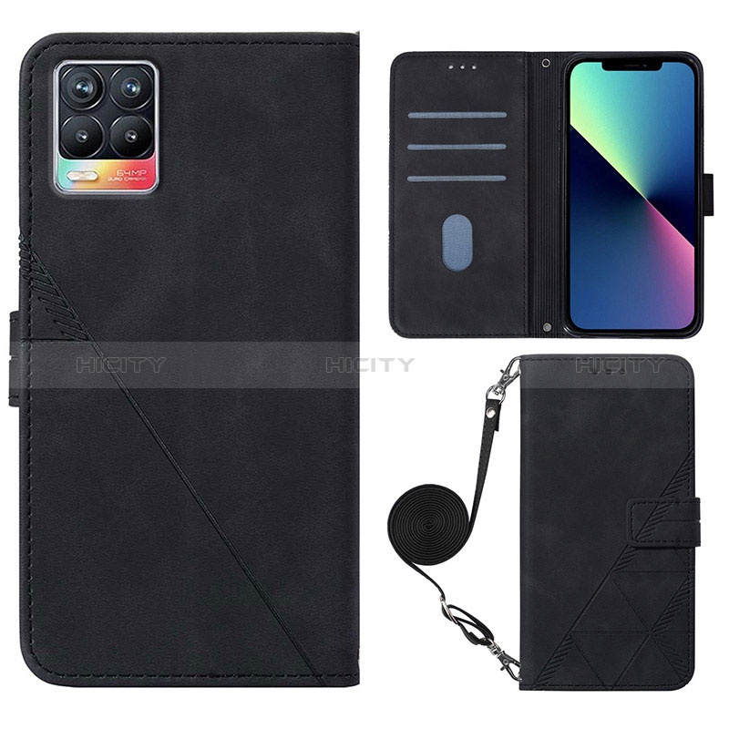 Handytasche Stand Schutzhülle Flip Leder Hülle Y01B für Realme 8 4G Schwarz