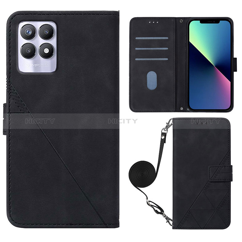 Handytasche Stand Schutzhülle Flip Leder Hülle Y01B für Realme 8i Schwarz Plus