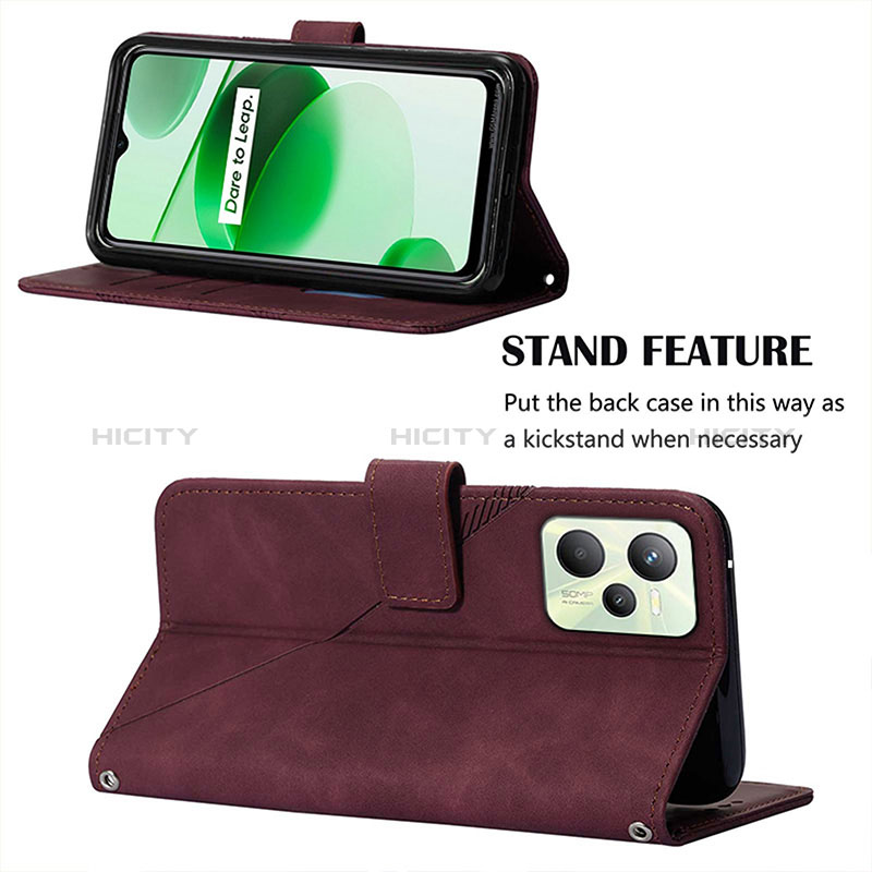 Handytasche Stand Schutzhülle Flip Leder Hülle Y01B für Realme C35 groß