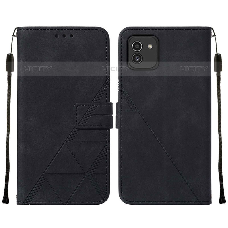 Handytasche Stand Schutzhülle Flip Leder Hülle Y01B für Samsung Galaxy A03 Schwarz