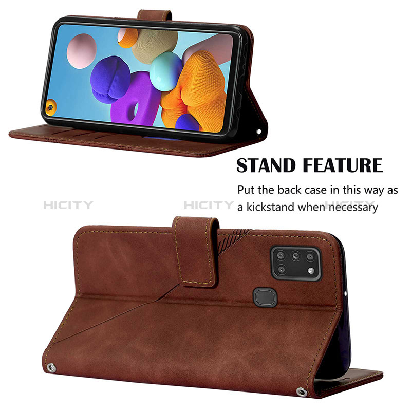 Handytasche Stand Schutzhülle Flip Leder Hülle Y01B für Samsung Galaxy A21s groß