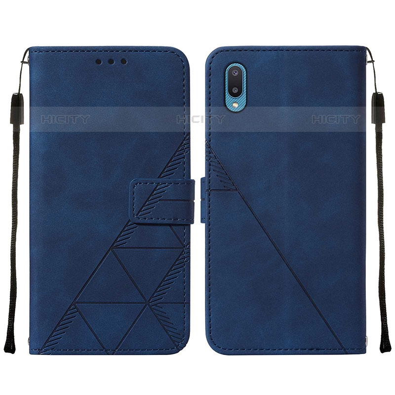 Handytasche Stand Schutzhülle Flip Leder Hülle Y01B für Samsung Galaxy M02 Blau Plus