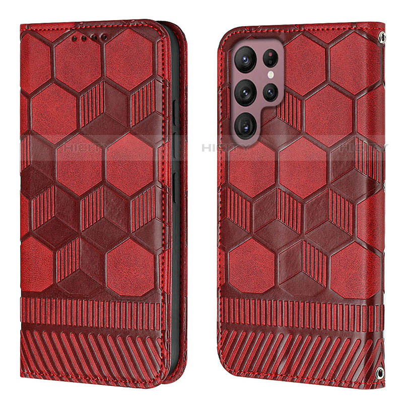 Handytasche Stand Schutzhülle Flip Leder Hülle Y01B für Samsung Galaxy S21 Ultra 5G Rot