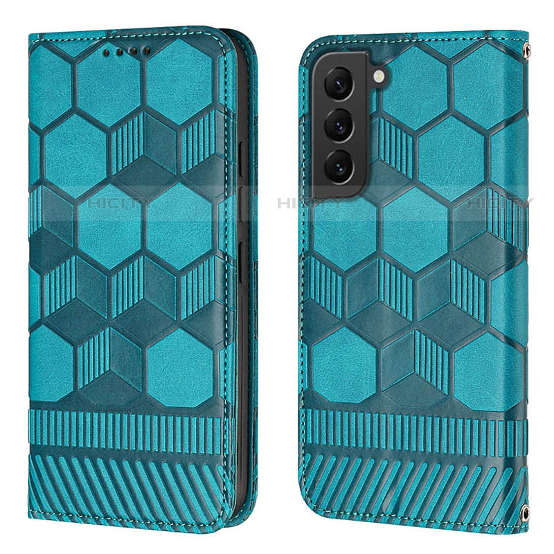 Handytasche Stand Schutzhülle Flip Leder Hülle Y01B für Samsung Galaxy S22 5G Cyan