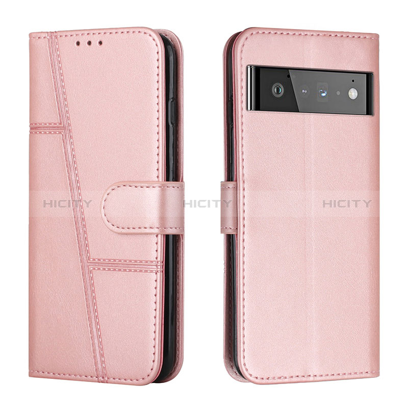 Handytasche Stand Schutzhülle Flip Leder Hülle Y01X für Google Pixel 6 Pro 5G Rosegold Plus