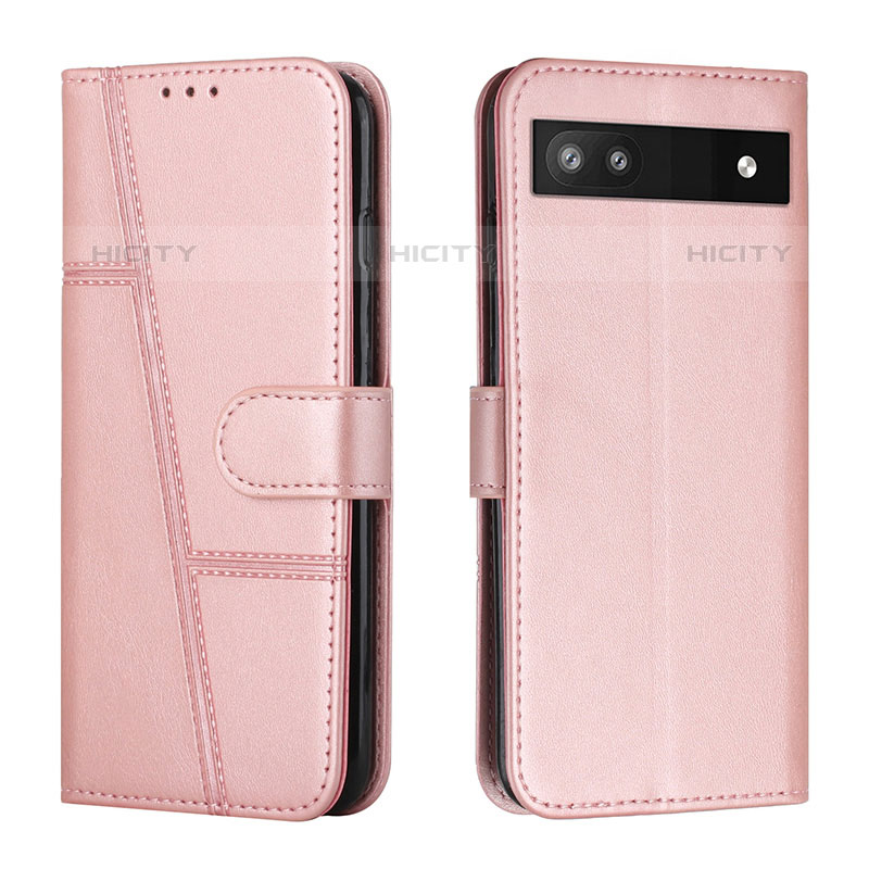 Handytasche Stand Schutzhülle Flip Leder Hülle Y01X für Google Pixel 6a 5G Rosegold Plus