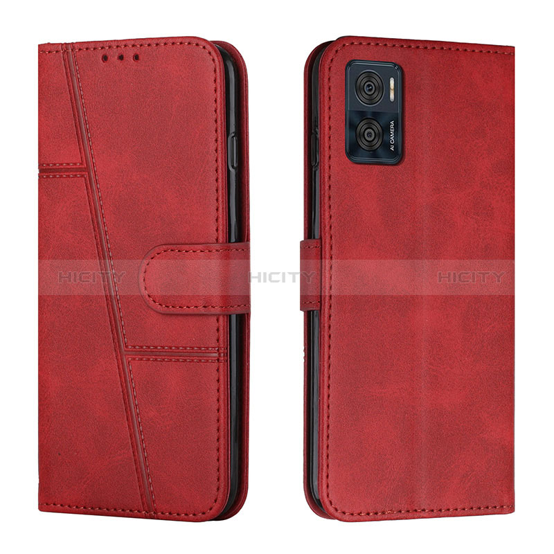 Handytasche Stand Schutzhülle Flip Leder Hülle Y01X für Motorola Moto E22 Rot Plus