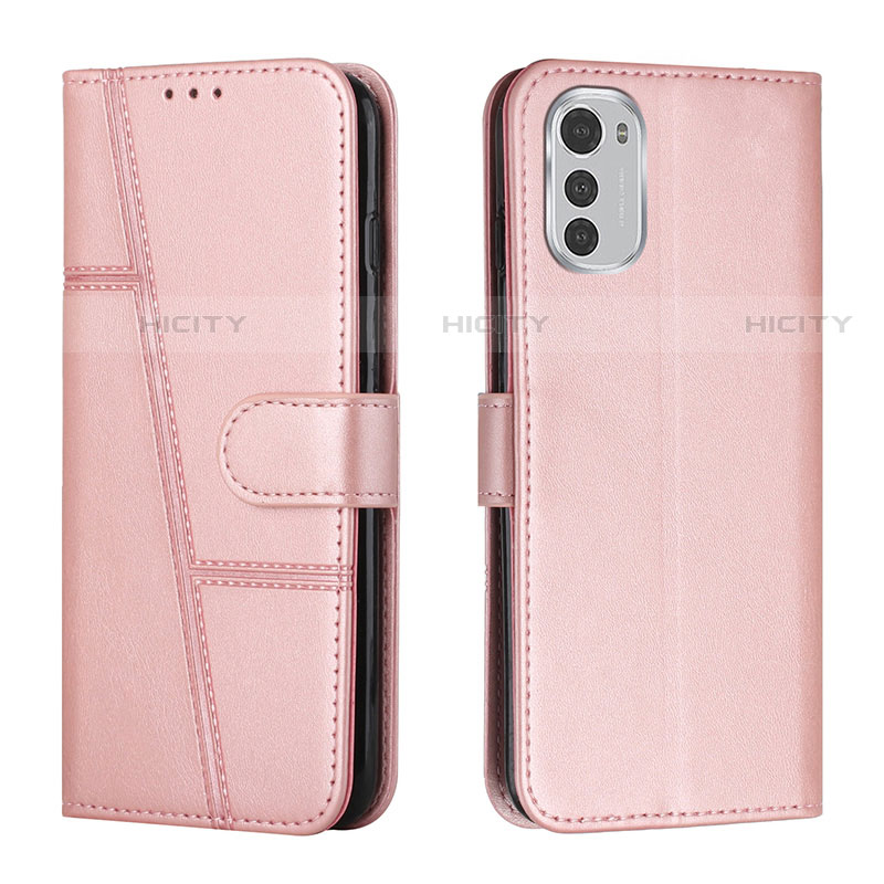 Handytasche Stand Schutzhülle Flip Leder Hülle Y01X für Motorola Moto E32 Rosegold