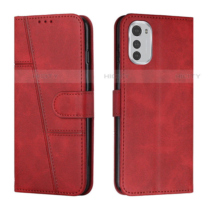 Handytasche Stand Schutzhülle Flip Leder Hülle Y01X für Motorola Moto E32 Rot Plus