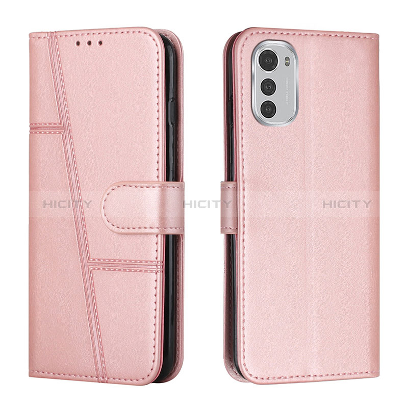 Handytasche Stand Schutzhülle Flip Leder Hülle Y01X für Motorola Moto E32s Rosegold