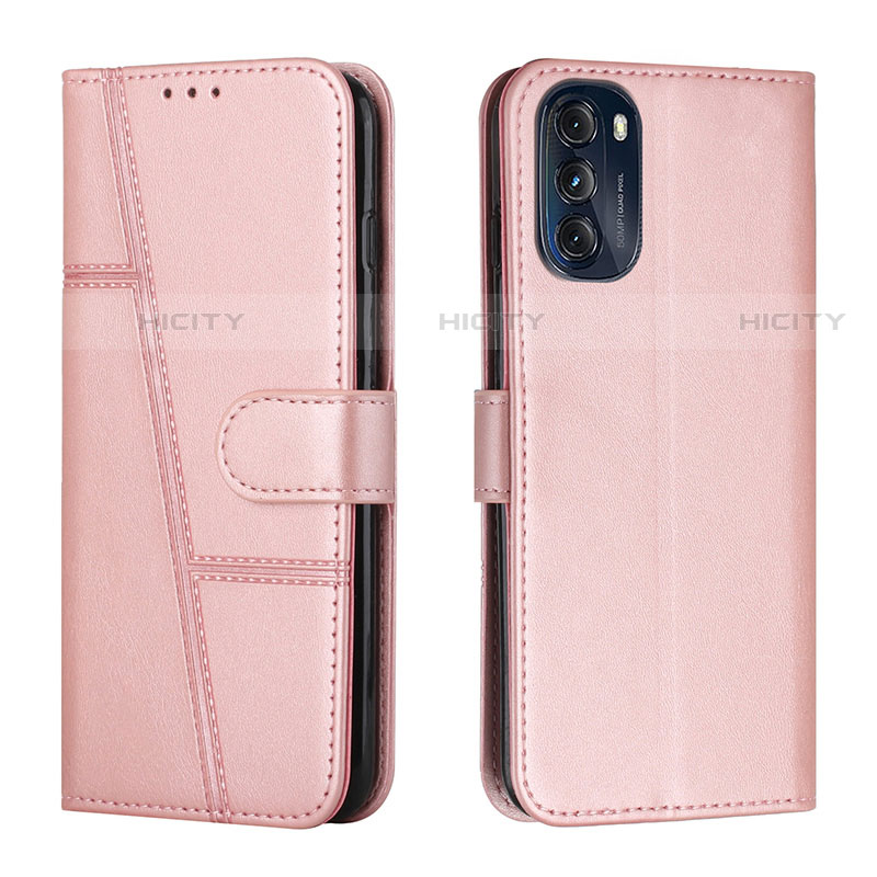 Handytasche Stand Schutzhülle Flip Leder Hülle Y01X für Motorola Moto G 5G (2022) Rosegold Plus