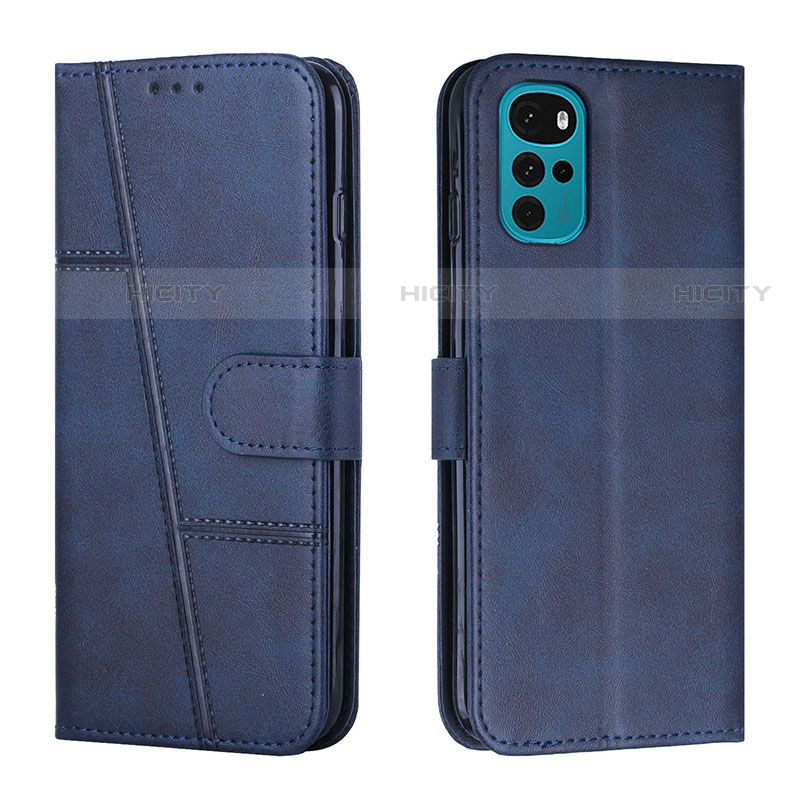 Handytasche Stand Schutzhülle Flip Leder Hülle Y01X für Motorola Moto G22 Blau