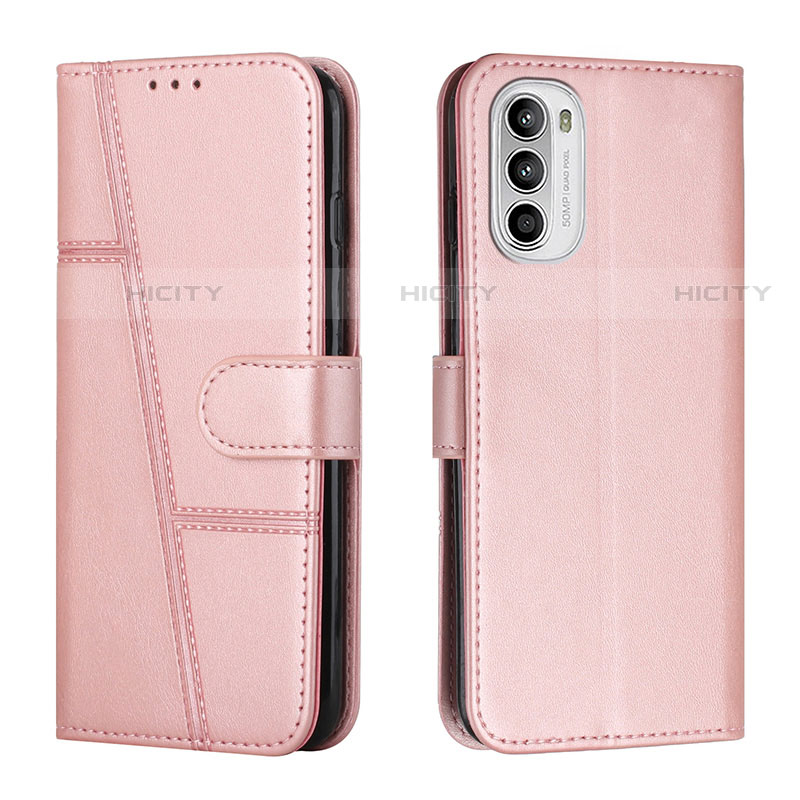 Handytasche Stand Schutzhülle Flip Leder Hülle Y01X für Motorola MOTO G52 Rosegold Plus