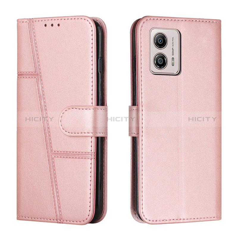 Handytasche Stand Schutzhülle Flip Leder Hülle Y01X für Motorola Moto G53j 5G Rosegold Plus