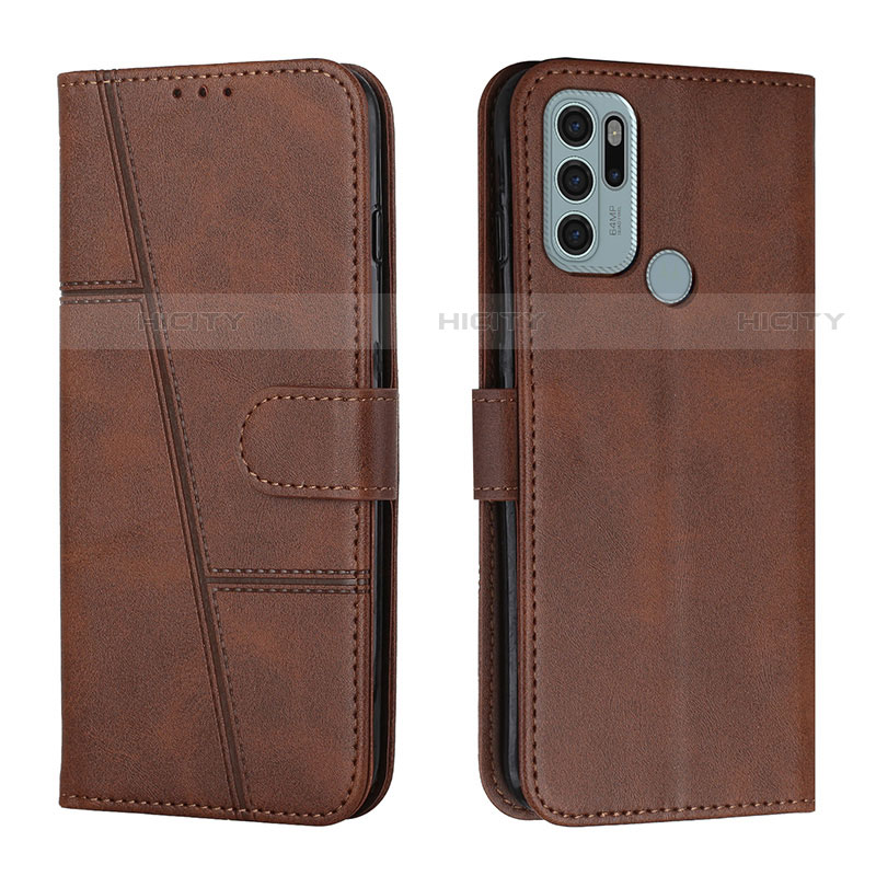 Handytasche Stand Schutzhülle Flip Leder Hülle Y01X für Motorola Moto G60s Braun