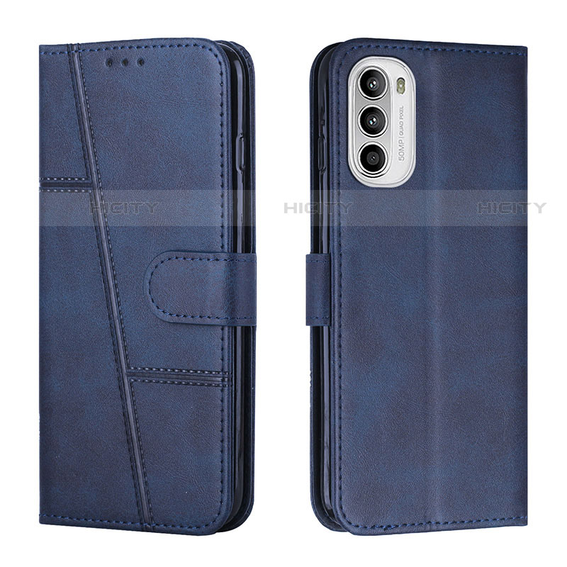 Handytasche Stand Schutzhülle Flip Leder Hülle Y01X für Motorola Moto G71s 5G Blau