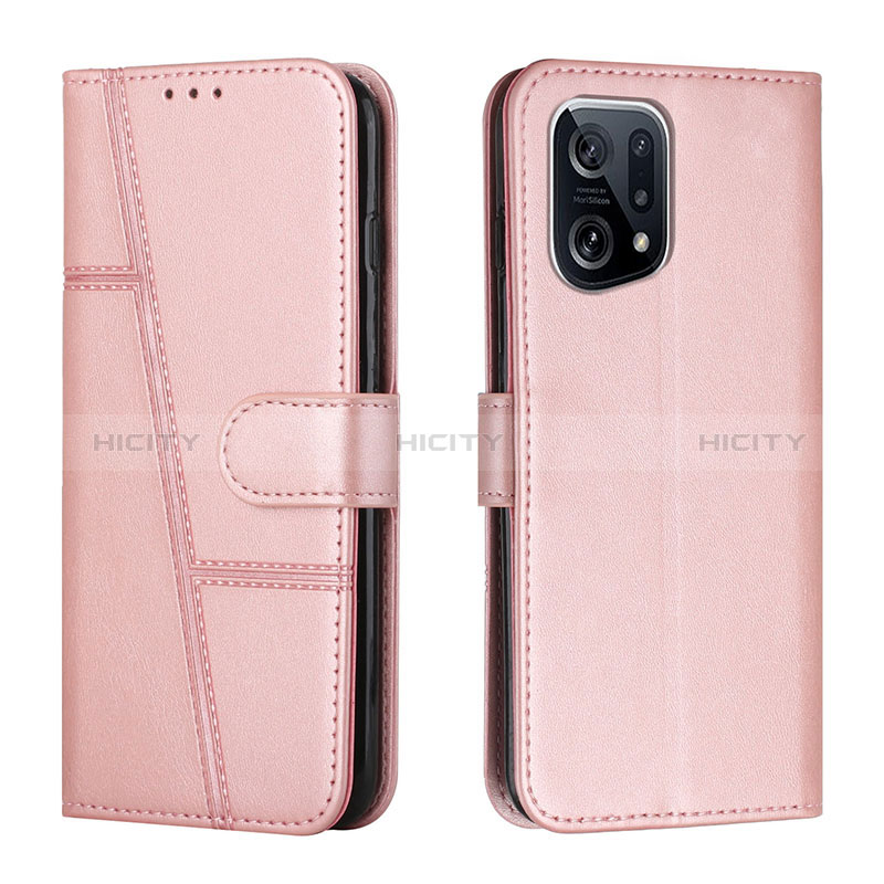 Handytasche Stand Schutzhülle Flip Leder Hülle Y01X für Oppo Find X5 5G Rosegold