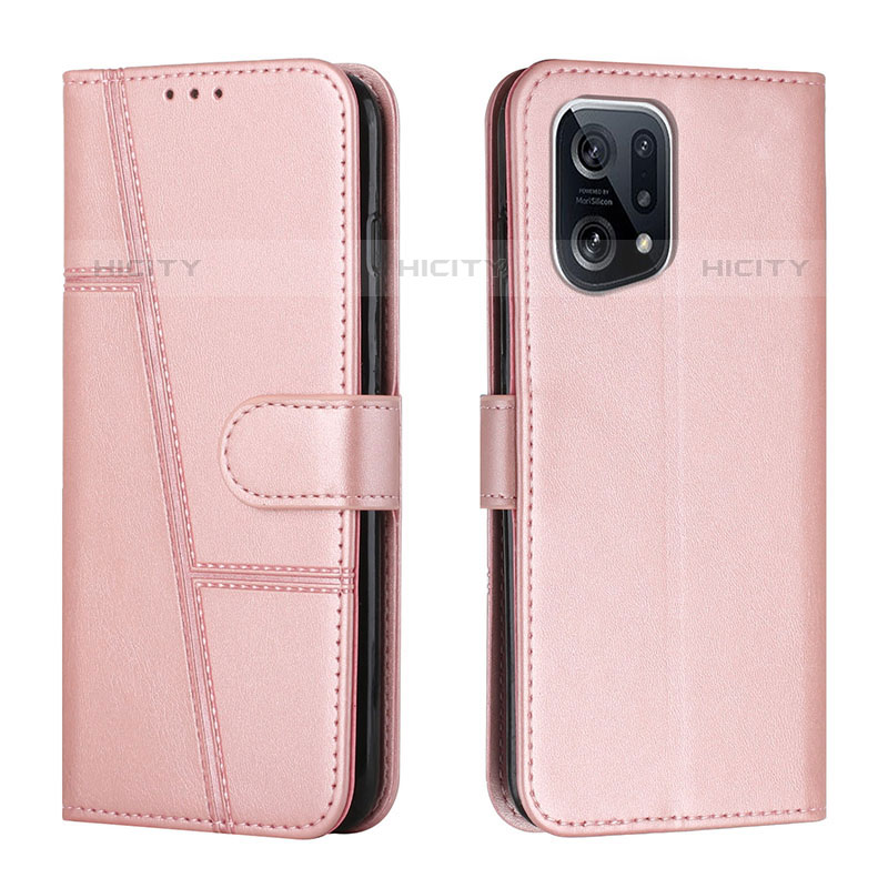 Handytasche Stand Schutzhülle Flip Leder Hülle Y01X für Oppo Find X5 Pro 5G Rosegold Plus