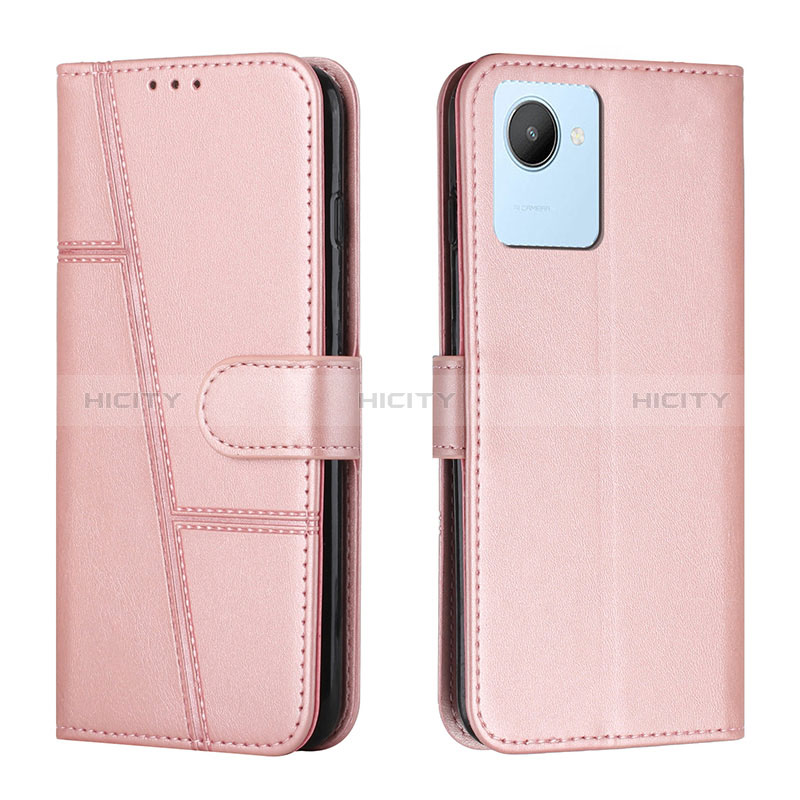 Handytasche Stand Schutzhülle Flip Leder Hülle Y01X für Realme C30 Rosegold Plus