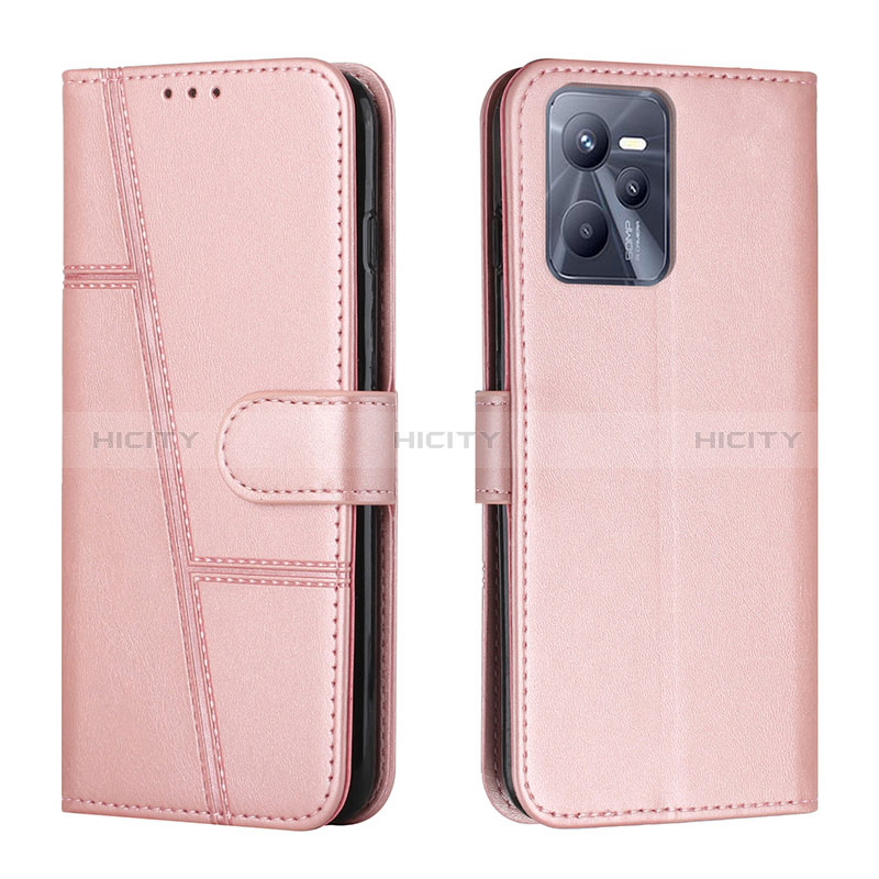 Handytasche Stand Schutzhülle Flip Leder Hülle Y01X für Realme C35 Rosegold Plus