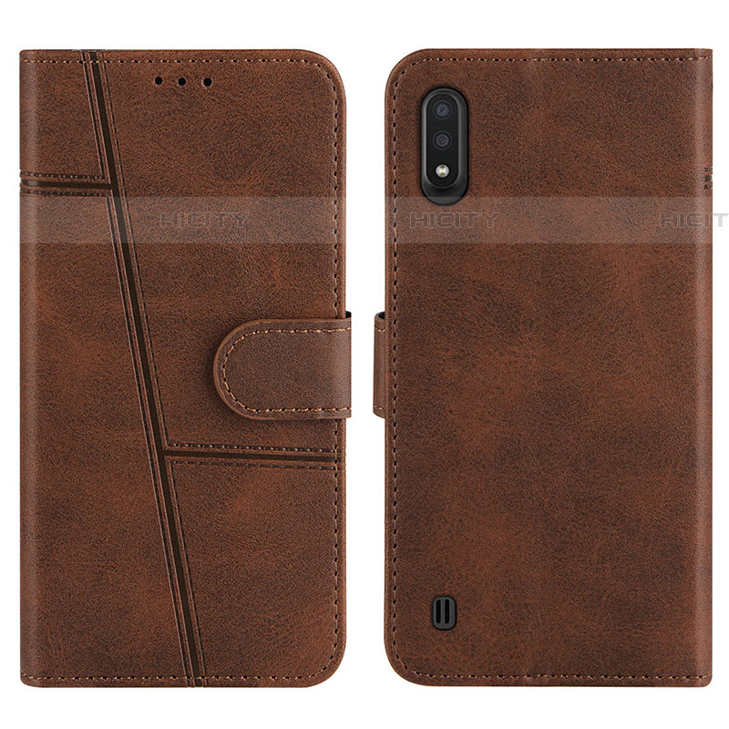 Handytasche Stand Schutzhülle Flip Leder Hülle Y01X für Samsung Galaxy A01 SM-A015 Braun Plus