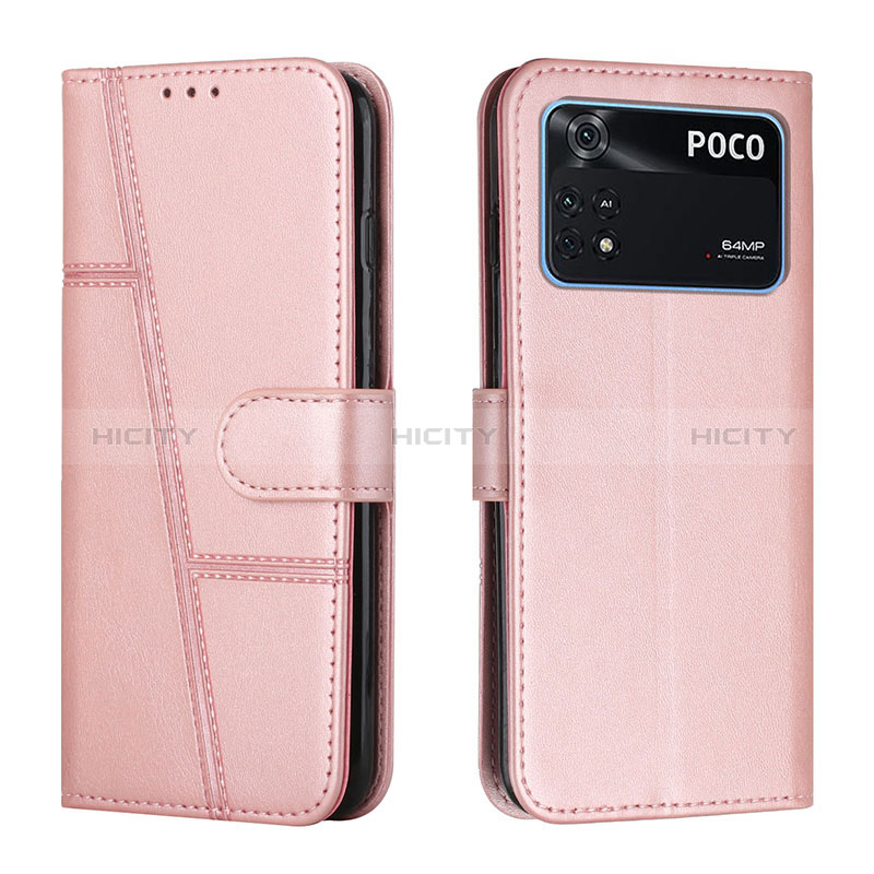 Handytasche Stand Schutzhülle Flip Leder Hülle Y01X für Xiaomi Poco M4 Pro 4G Rosegold