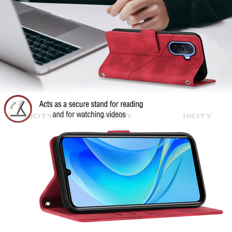 Handytasche Stand Schutzhülle Flip Leder Hülle Y02B für Huawei Nova Y70 Plus groß