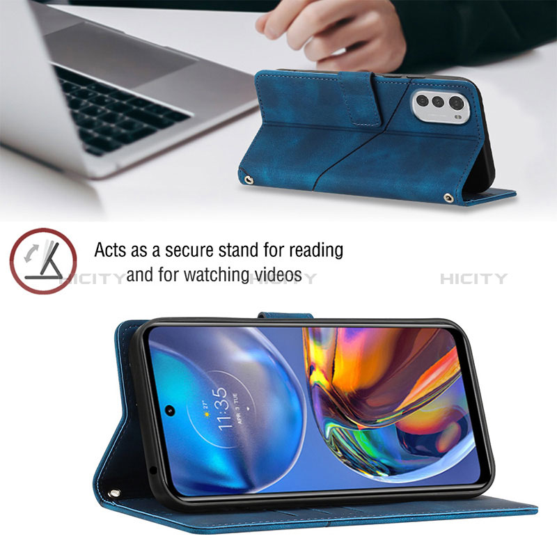 Handytasche Stand Schutzhülle Flip Leder Hülle Y02B für Motorola Moto E32 groß