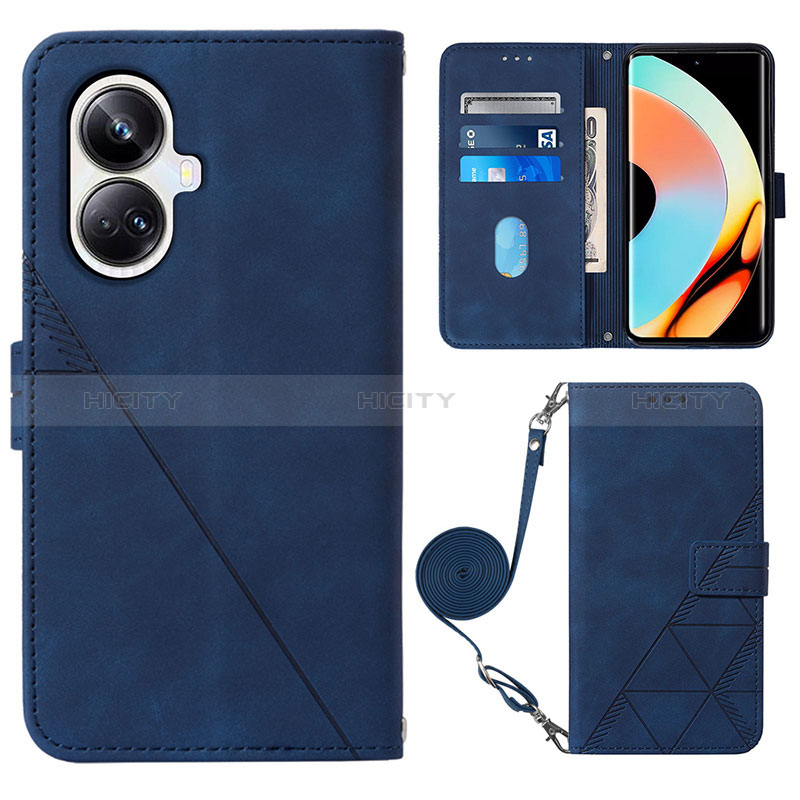 Handytasche Stand Schutzhülle Flip Leder Hülle Y02B für Realme 10 Pro+ Plus 5G Blau