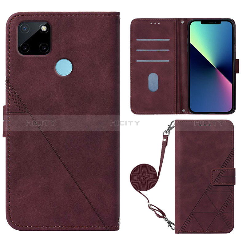 Handytasche Stand Schutzhülle Flip Leder Hülle Y02B für Realme C25Y India Rot Plus