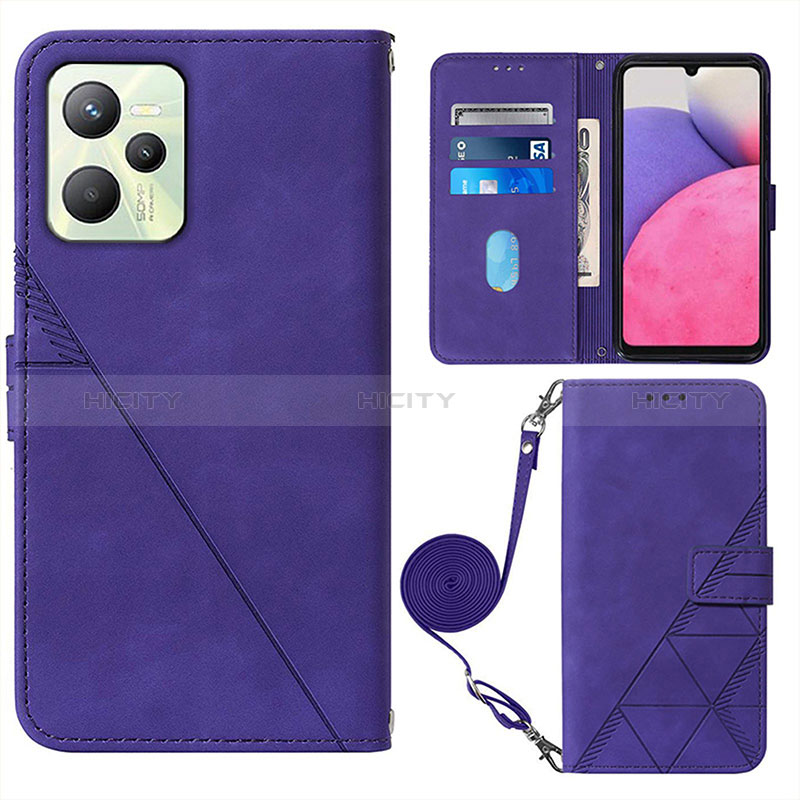 Handytasche Stand Schutzhülle Flip Leder Hülle Y02B für Realme C35 Violett