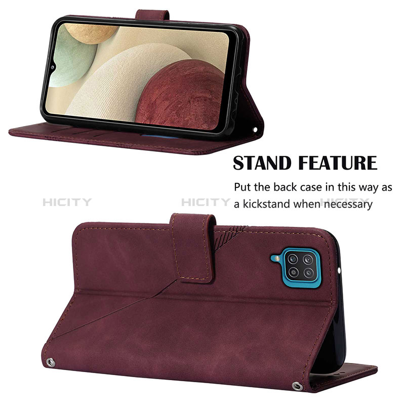 Handytasche Stand Schutzhülle Flip Leder Hülle Y02B für Samsung Galaxy A12 groß