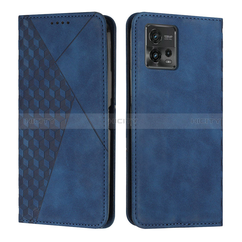 Handytasche Stand Schutzhülle Flip Leder Hülle Y02X für Motorola Moto G72 Blau Plus