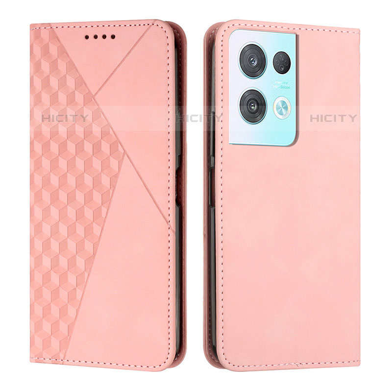 Handytasche Stand Schutzhülle Flip Leder Hülle Y02X für Oppo Reno8 Pro 5G Rosegold