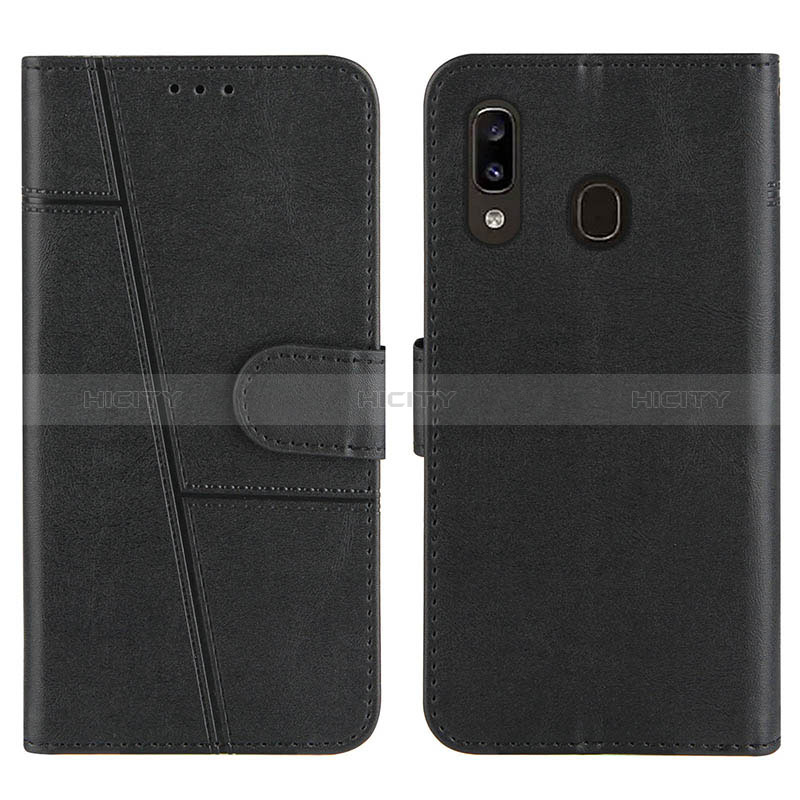 Handytasche Stand Schutzhülle Flip Leder Hülle Y02X für Samsung Galaxy A20 Schwarz